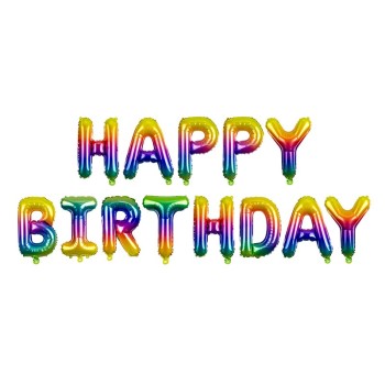 Palloncino mylar scritta Happy Birthday rainbow Cm. 340x35