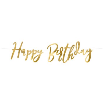 Festone Banner Happy Birthday Oro Gold Cm. 16,5x62