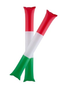Bacchette gonfiabili tricolore Italia - Blister 2 pezzi