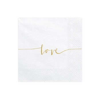 Tovaglioli carta bianca scritta Love metal Cm. 33x33 - Blister 20 pz