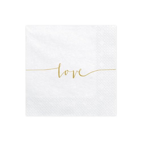 Tovaglioli carta bianca scritta Love metal Cm. 33x33 - Blister 20 pz