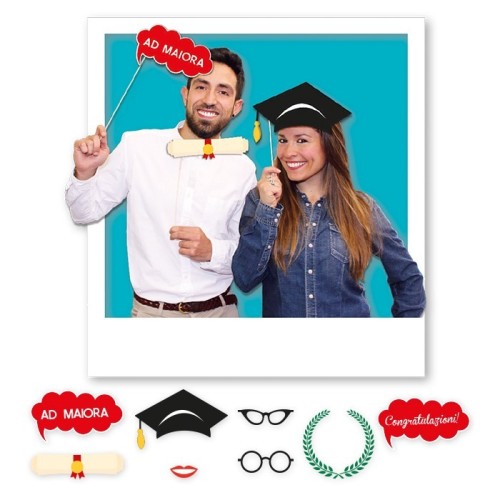 Selfie Stick Photo Booth maxi Cm. 20 Laurea - Blister 8 pezzi