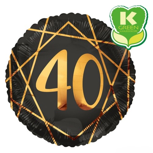 Palloncino mylar 18" Cm. 45 Geoide 40 Anni nero