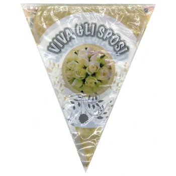 Festone bandierine pvc Viva gli sposi Cm. 360