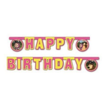 Festone scritta Happy Birthday Masha e Orso