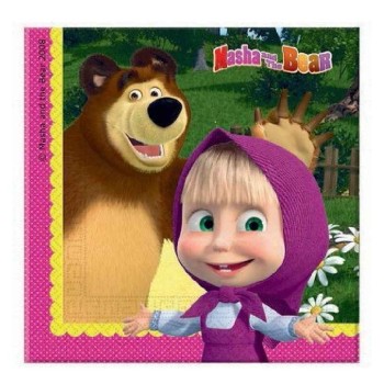 Tovaglioli carta Cm. 33x33 Masha e Orso - Confezione 20 pezzi
