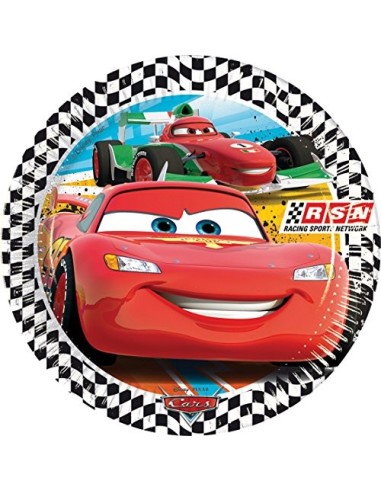 Piatti carta tondi cm. 20 Cars - Confezione 8 pezzi