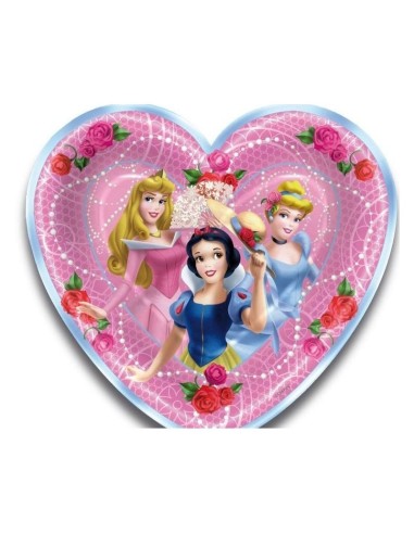 Piatti carta cuore cm. 20 Principesse - Blister 8 pezzi