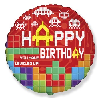 Palloncino mylar 18" Cm. 45 Happy Birthday mattoncini