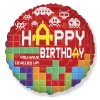 Palloncino mylar 18" Cm. 45 Happy Birthday mattoncini