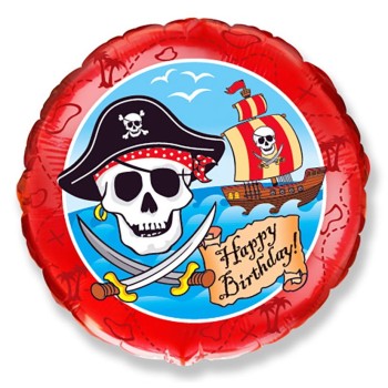 Palloncino mylar 18" Cm. 45 Happy Birthday pirati
