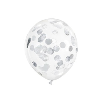 Pallonicni lattice cm. 30 - Confetti Balloon Circolari Silver - Blister 6 pezzi