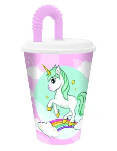 Bicchiere con cannuccia 430 ML Unicorno