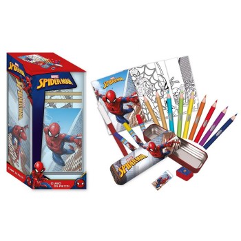 Set cancelleria in cubo 25 pezzi Cm. 24x11 Spiderman