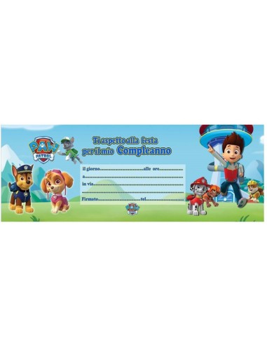 Inviti per feste carnet assegni - Blocchetto 20 inviti - Paw Patrol