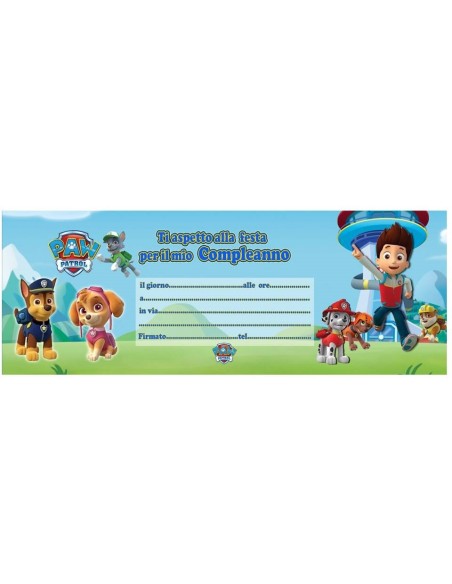 Inviti per feste carnet assegni - Blocchetto 20 inviti - Paw Patrol