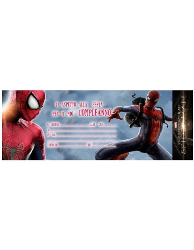 Inviti per feste carnet assegni - Blocchetto 20 inviti - Spiderman