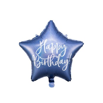 Palloncino mylar cm. 40 stella navy blue "Happy Birthday"
