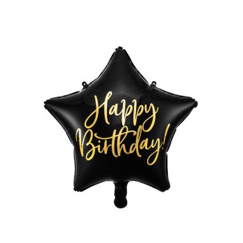 Palloncino mylar cm. 40 stella black "Happy Birthday"