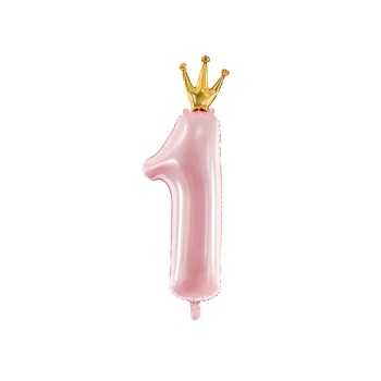 Foil Balloon Number ''1'', 30x90cm, light pink