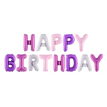 Palloncino mylar scritta Happy Birthday multicolor Cm. 340x35