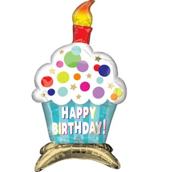 Palloncino mylar standing air-filled cm. 34x61 Torta con candelina