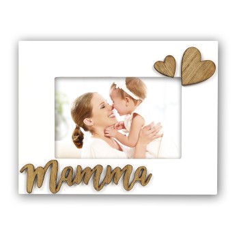Portafoto legno con scritta a rilievo "Mamma" Cm. 10x15