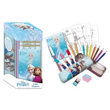 Set cancelleria in cubo 25 pezzi Cm. 24x11 Frozen