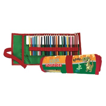 Astuccio Roll ripiegabile con 25 pastelli Cm. 40x20 Dinosauro