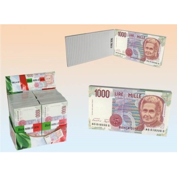 Block notes banconota 1000 Lire con 100 fogli cm. 15x8