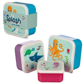 Set 3 contenitori per alimenti Cm. 11,5x11,5x5,5 a scalare - Animali marini