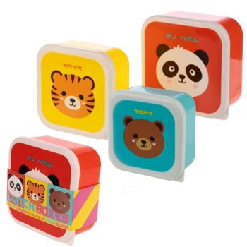 Set 3 contenitori per alimenti Cm. 11,5x11,5x5,5 a scalare - Animali dolci