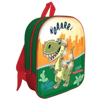 Zainetto asilo 3D con led Cm. 32x26x11 Dinosauro