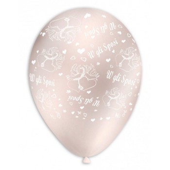 Palloncini lattice 11"/12" perla bianco Viva gli sposi - Blister 10 pezzi