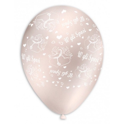 Palloncini lattice 11"/12" perla bianco Viva gli sposi - Blister 10 pezzi