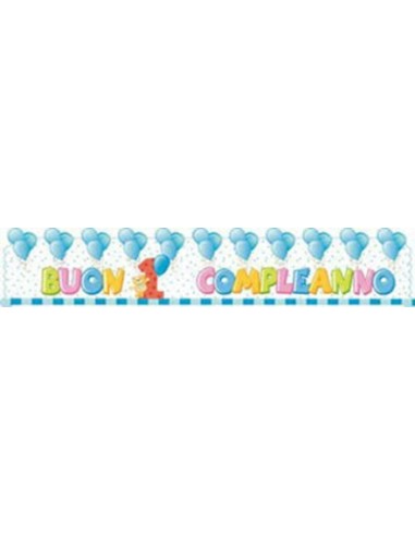 Festone cartellone Buon 1° compleanno celeste...