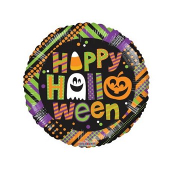 Palloncino mylar minishape rotondo Happy Halloween - Blister 5 pezzi
