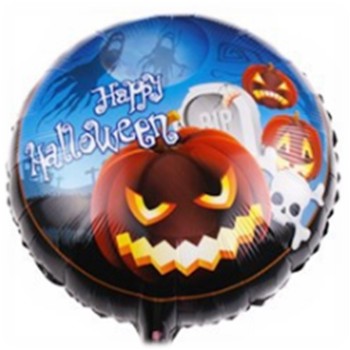 Palloncino mylar 18" Cm. 45 - Happy Halloween Zucca - Sfuso - Confezione 5 pezzi