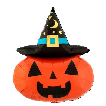 Palloncino mylar Supershape Cm. 71 Zucca Halloween con cappello