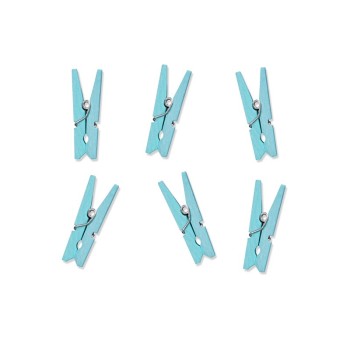 Mollettine in legno colorate - Light Sky Blue - Blister 20 pezzi