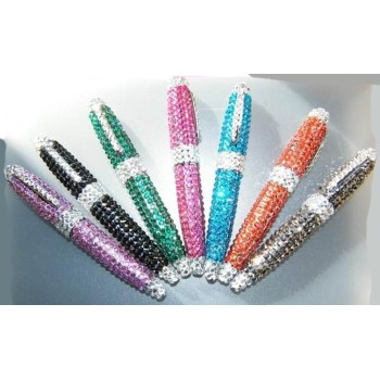 Penna con strass e portachiavi - Colori assortiti