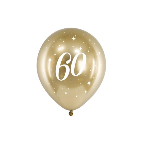 Palloncini in lattice Glossy oro cromati Cm. 30 - Stampa 60 - Blister 6 pezzi