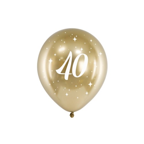 Palloncini in lattice Glossy oro cromati Cm. 30 - Stampa 40 - Blister 6 pezzi