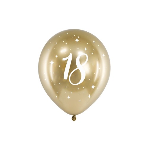 Palloncini in lattice Glossy oro cromati Cm. 30 - Stampa 18 - Blister 6 pezzi