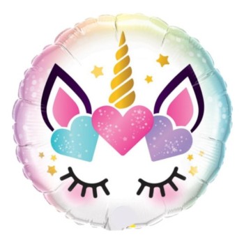 Palloncino mylar 18" Cm. 45 - Unicorno soft - Sfuso - Confezione 5 pezzi