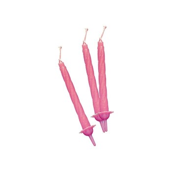 Scatola 100 candeline classiche Cm. 8 con supporto - Rosa