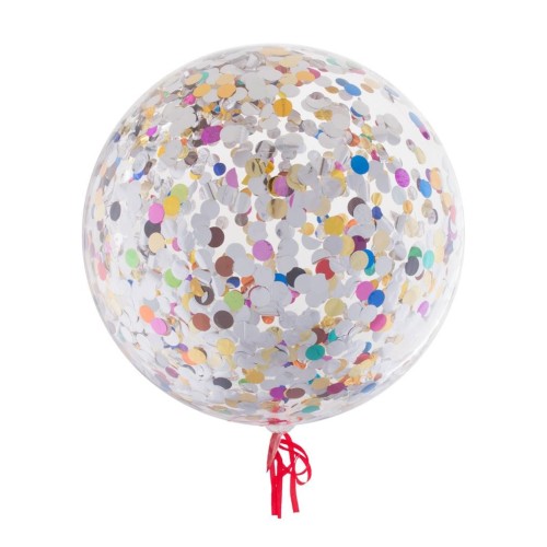 Palloncino bubble trasparente 18'' - Confetti Multicolor