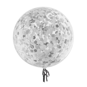 Palloncino bubble trasparente 18'' - Confetti Silver
