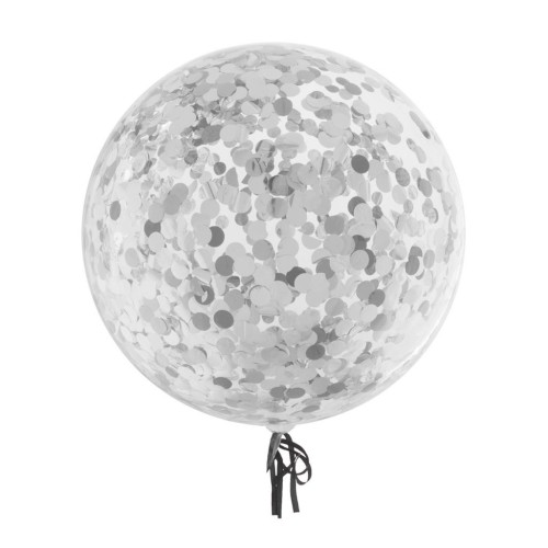 Palloncino bubble trasparente 18'' - Confetti Silver