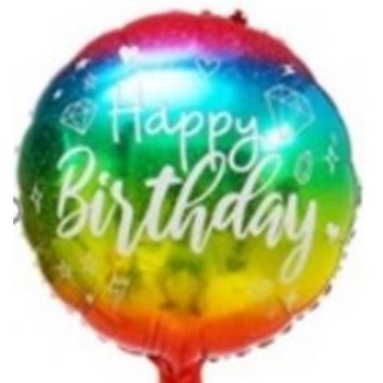 Palloncino mylar 18" Cm. 45 - Happy Birthday Gradient - Sfuso - Confezione 5 pezzi
